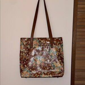 Patricia Nash Floral Brown Tote Bag EUC.